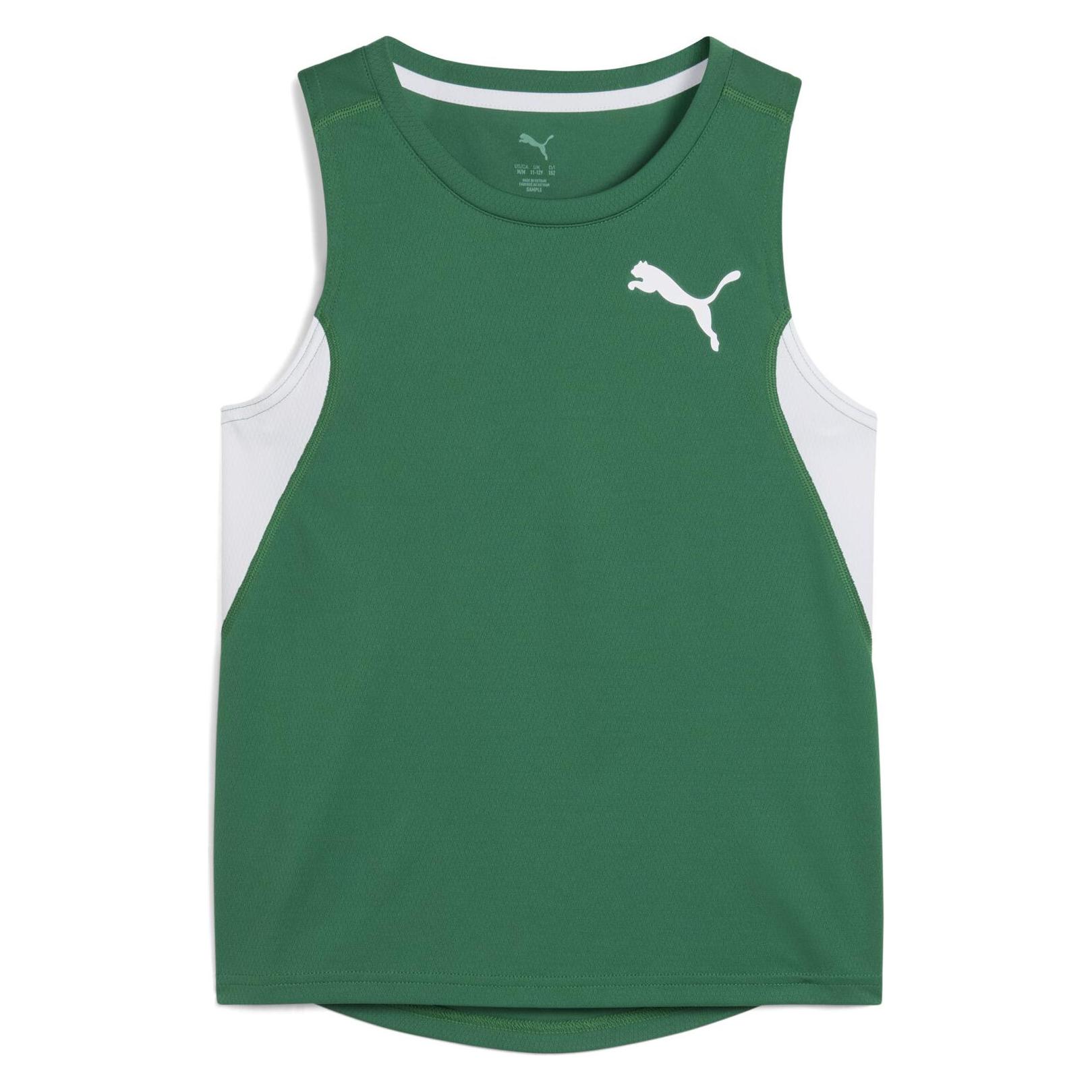 Puma, Unisex, Sportshirt, Y Cross The Line Singlet 3.0 (164), Grün, 164