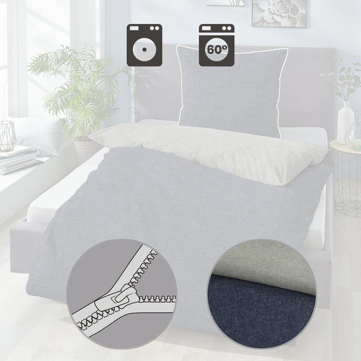 Produktbild Biberna Melange Flanell Wendebettwäsche 840500 (Duvetbezug, 155 x 220 cm, 80 x 80 cm)