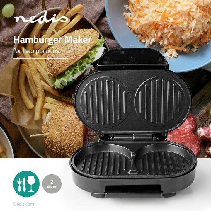 Actual product image Nedis Hamburger Maker | 1000 W | 10.5 cm | Automatic temperature control | Plastic / Metal