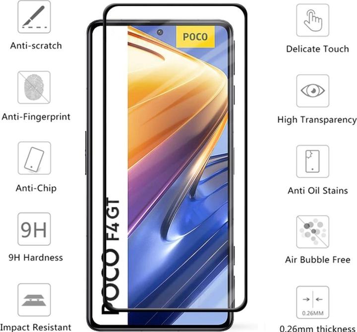 Produktbild Screenguard Xiaomi Poco F4 GT Full Screen Panzerglas Schutzfolie 2.5D 9H (1 Stk., Xiaomi Poco F4 GT)