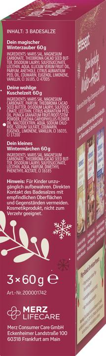 Valeurs nutritives et ingrédients Tetesept Pause Hivernale 3x60g (Sel de bain)