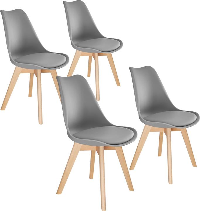 Actual product image tectake Dining Chairs Frederikke - padded, ergonomic shape, wooden legs