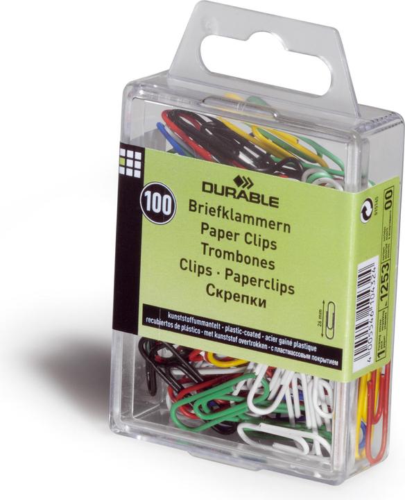 Actual product image Durable Paper clips, plastic coated, coloured, 26 mm assorted colours: black,... (1 x)