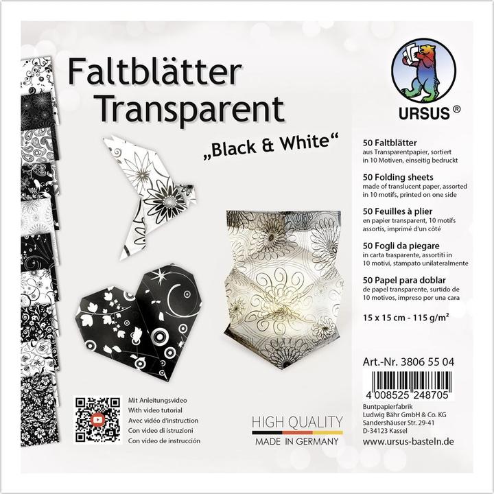 Produktbild Ursus Faltblätter Black & White 15 x 15 cm (115 g/m², 50 x)