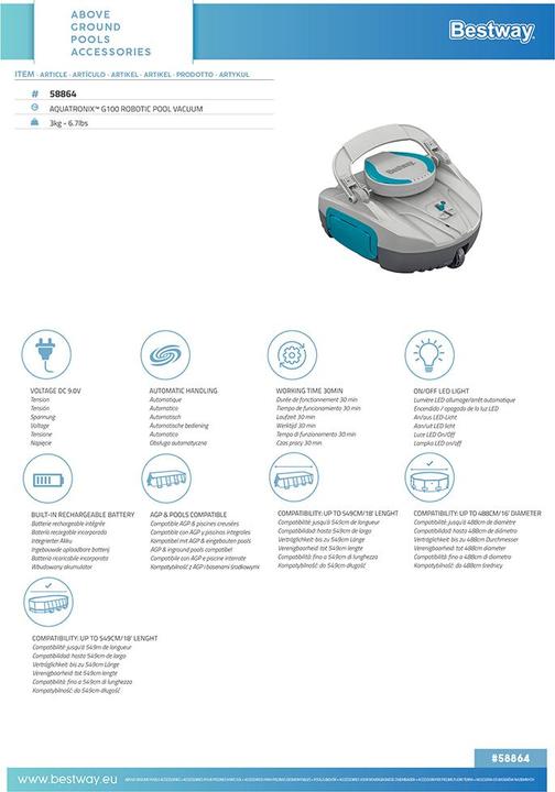 Actual product image Bestway AquaTronix G100 Robotic Pool Vacuum