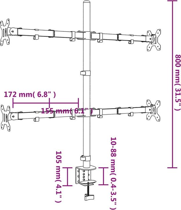 Produktbild vidaXL Monitorhalterung (Tisch, 27", 10 kg)