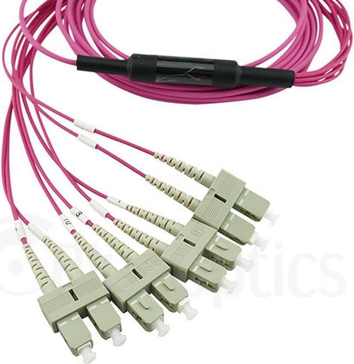 Actual product image CBO Fibre optic MPO/4xSC breakout cable OM4 1 metre