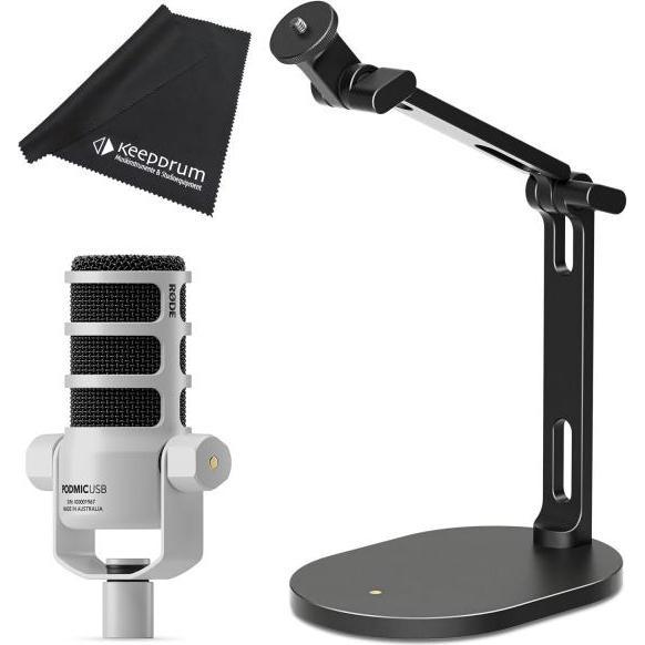 RØDE Mikrofon Podmic USB Weiss mit DS-2 Desktop-Stativ, Mikrofon