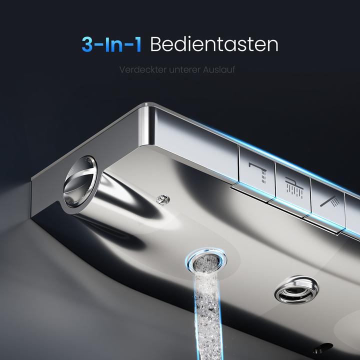 Actual product image Emke Thermostatic Shower System with Overhead Rain Shower, Hand Shower, and Lower Outlet, Chrome