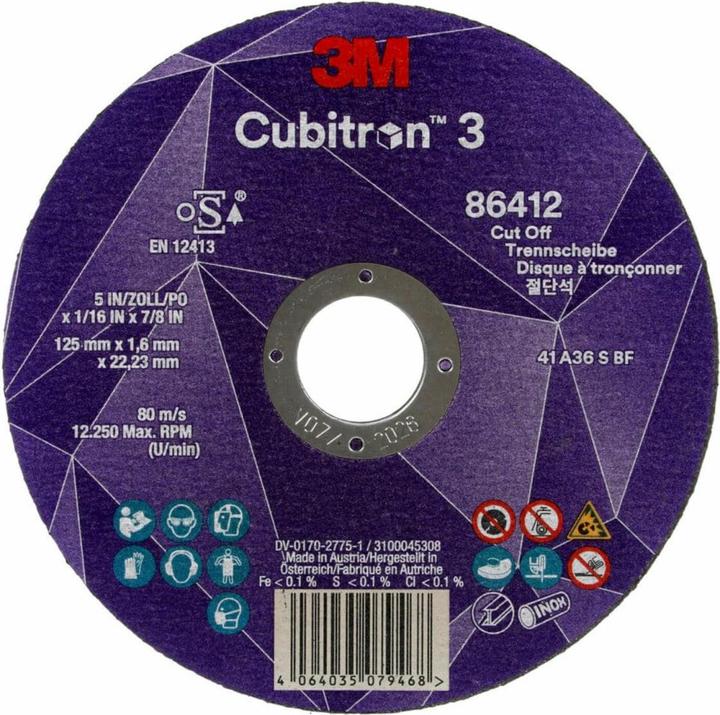 Produktbild 3M Trennscheibe Cubitron III 86412 36+ T41 125x1,6x22,2m gerade VE=25 (Pack mit 25 St)