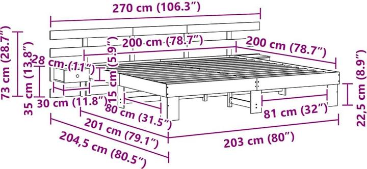 Produktbild vidaXL Plattformbett (200 x 200 cm)