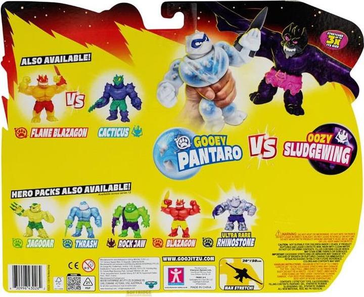 Actual product image Moose Heroes of Goo Jit Zu Meteor Madness Dehnbare Figuren 2er-Pack Pantaro vs. Sludgewing 12 cm