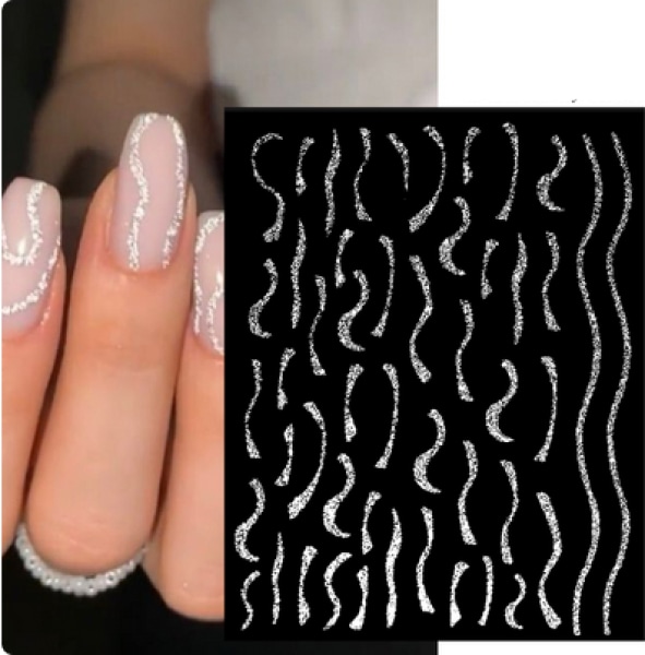 Produktbild Nagellack24 Nail Art Sticker Selbstklebend Silber (Silber)
