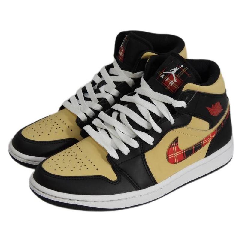 Air Jordan, Herren, Sneakers, Original 1 Mid Tartan Swoosh Men's Sneakers - DZ5329-001, Schwarz, (38.5)