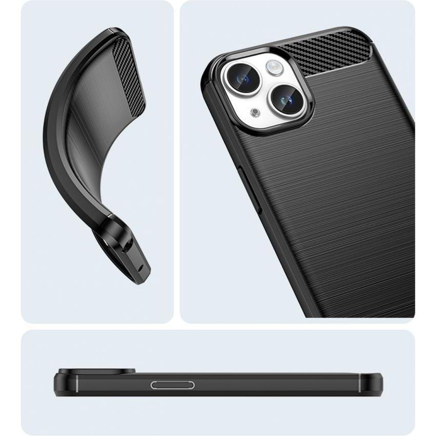 Thumbnail - Hurtel Carbon Case iPhone 14 case flexible gel back cover black (Apple iPhone 14), Smartphone Hülle, Schwarz