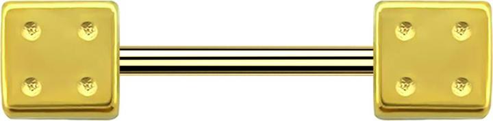 Actual product image Star Piercing Micro barbell gold-plated with cube (without brass, Surgical steel 316L)
