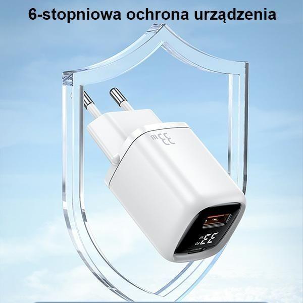 Actual product image Usams 33W QC + PD Digital Display Fast Charger (33 W, 1 portion)
