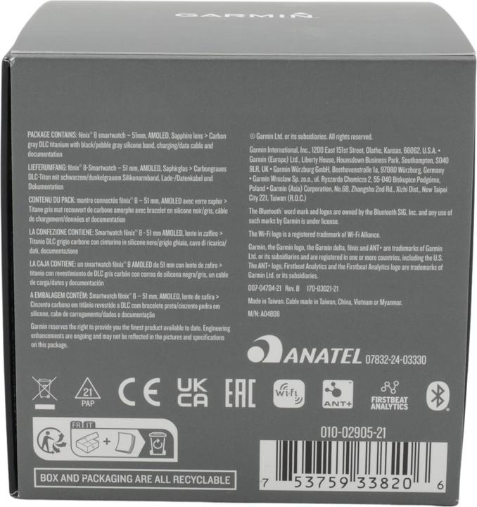 Actual product image Garmin Fenix 8 AMOLED Sapphire Titan (51 mm)