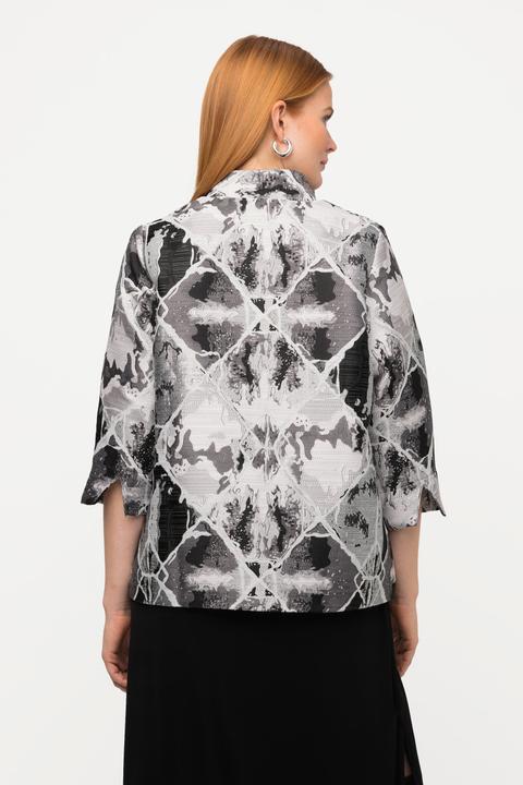 Immagine prodotto Ulla Popken Blazer in Jacquard a quadri con collo alto e maniche a 3/4 a tulipano (48)