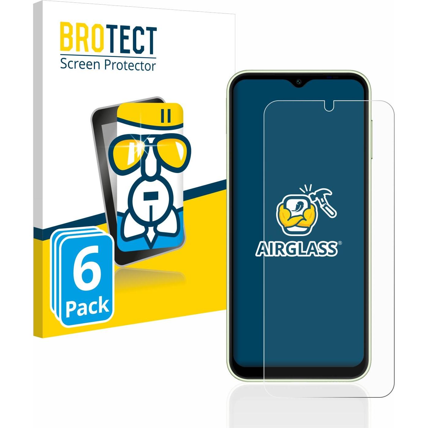 BROTECT AirGlass Panzerglasfolie (6 Stück, Samsung Galaxy A14), Smartphone Schutzfolie, Transparent