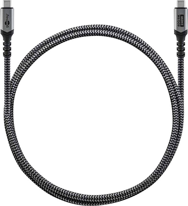 Produktbild Goobay USB-C-Kabel mit Textilmantel, USB4, 240 W, 40 Gbit/s, Power Delivery, 1,8 m (1.80 m, USB 4.0, 240 W)