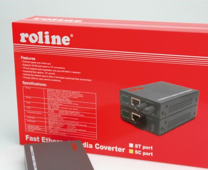 Produktbild Roline Fast Ethernet Konverter RJ-45 / SC, Loop-back (Media Konverter)