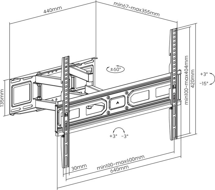 Actual product image Sbox PLB-3646-2 (37-80/40kg/600x400) (Wall, 40 kg, 37" - 80")