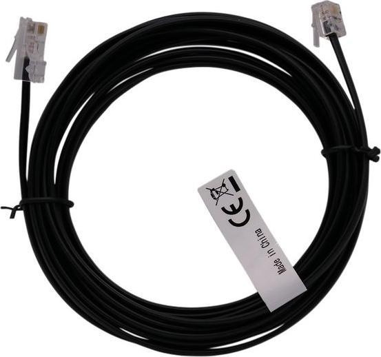 Actual product image RND Electronics Telephone cable / modular cable, RJ11 plug - RJ45 connector, flat, 2m, black