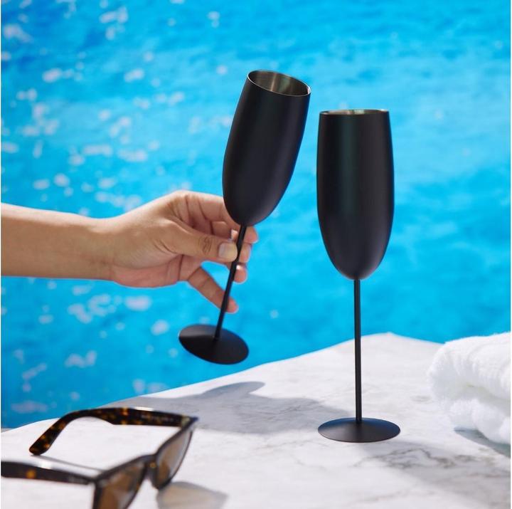 Produktbild Oak & Steel 4 Edelstahl Sektglaeser Geschenkset (28.50 cl, 4 Gläser, Sektgläser)