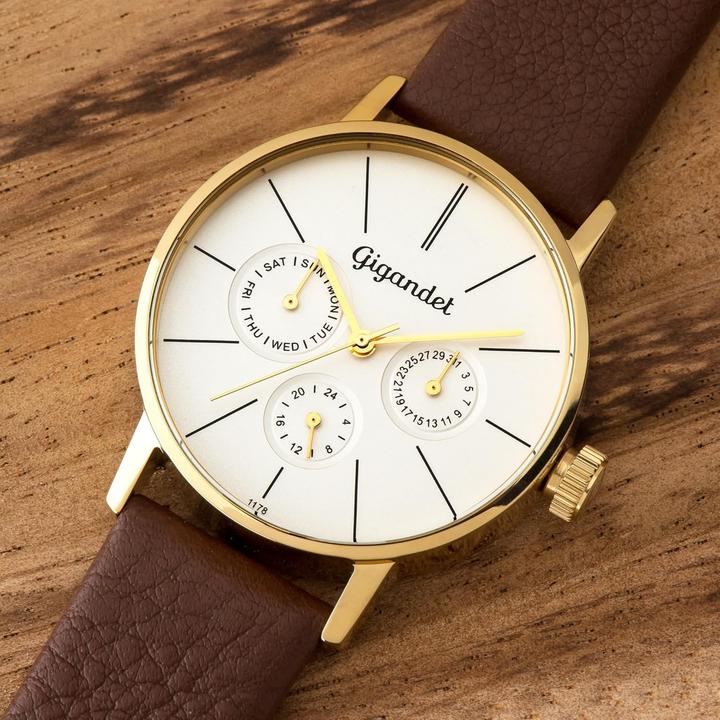 Produktbild Gigandet Dames analoog Japans kwartsuurwerk horloge met lederen armband 12VNAG38NE003 zilver (Analoguhr)