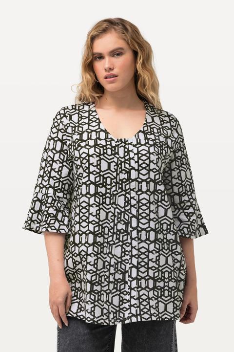Produktbild Ulla Popken T-Shirt, Zierfalten, A-Linie, V-Ausschnitt, Halbarm (46, 48)