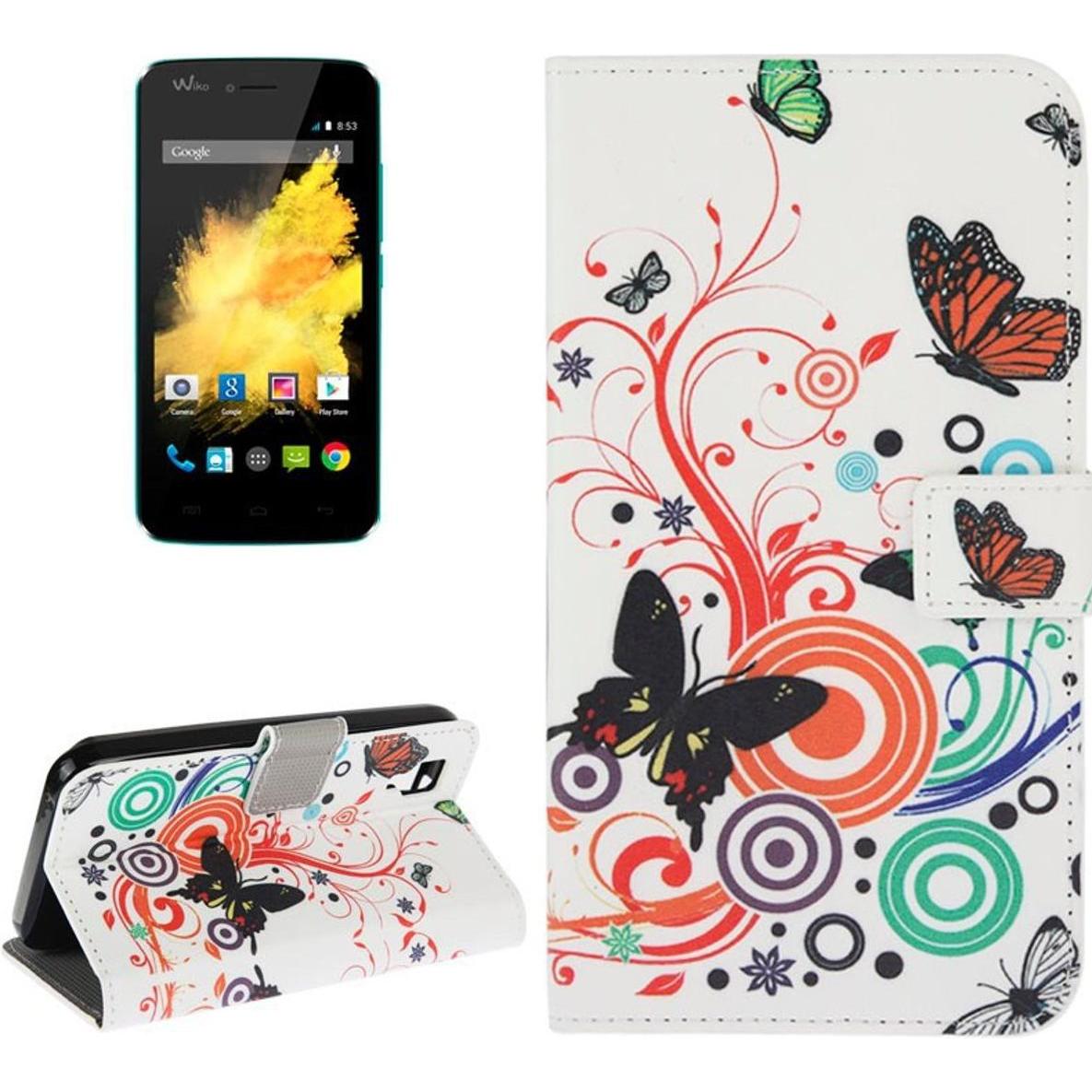 Thumbnail - König Design Handyhülle Tasche für Handy Wiko Sunset Bunte Schmetterlinge (Wiko Sunset), Smartphone Hülle, Mehrfarbig