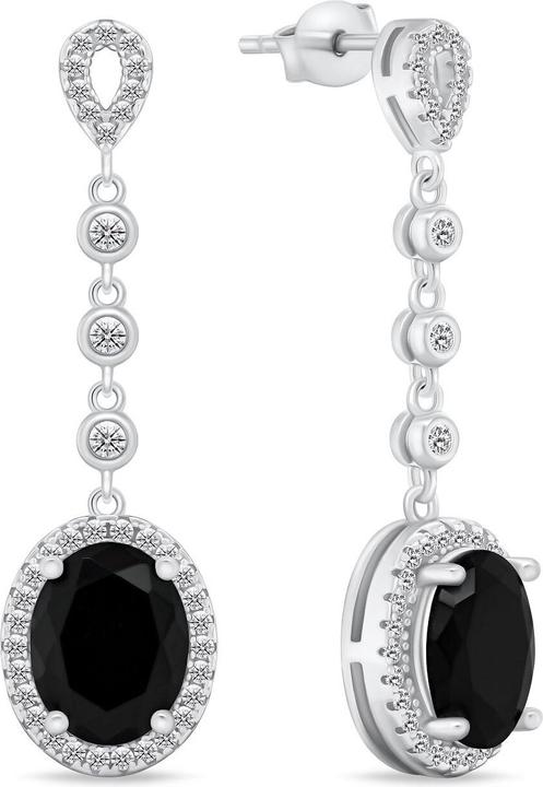 Image du produit Brilio Silver - Elégants boucles d'oreilles dangling en argent avec zircons EA969WBC (Argent)