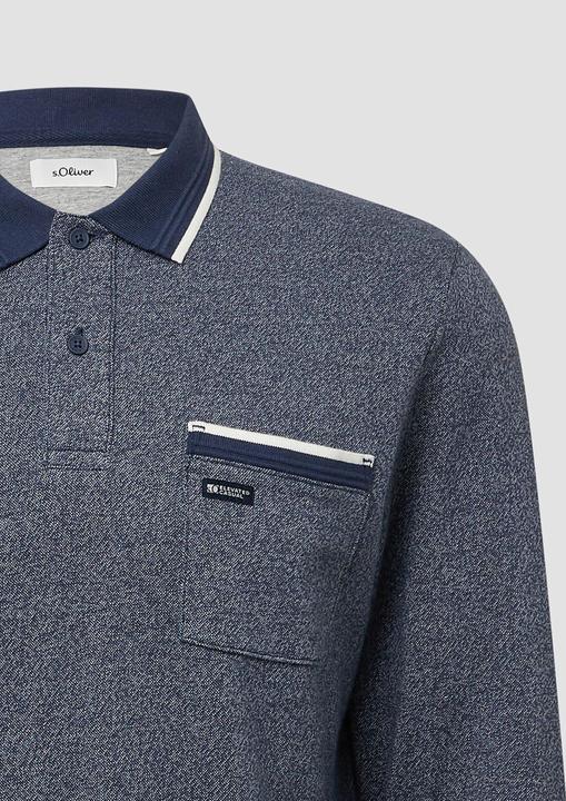 Produktbild s.Oliver Polo-Shirt Langarm-Polo mit Bündchen in Melange-Optik (M)
