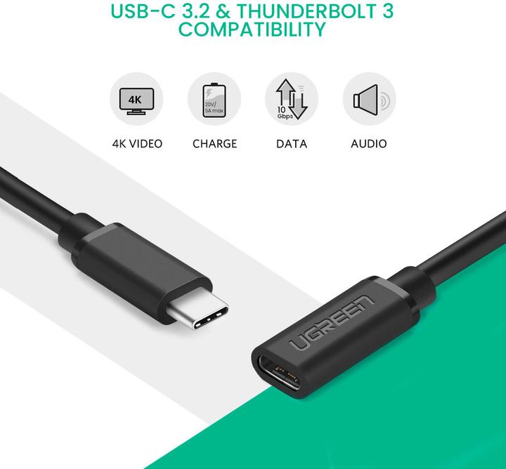 Produktbild Ugreen USB C – USB-C (0.50 m, USB 3.2 Gen 1, 60 W)