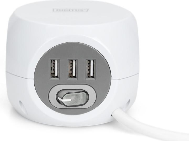 Image du produit Digitus Bloc multiprise cube à 3 prises avec 3 ports USB (3 x, CEE 7/4, 1.40 m)