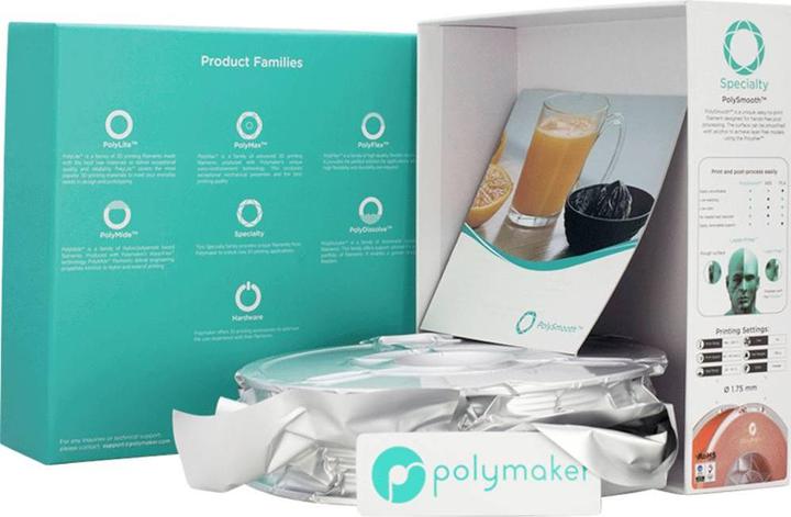 Actual product image Polymaker PJ01008 PolySmooth Filament PVB polishable 1.75mm 750g Orange 1pc. (PVB, 1.75 mm, 750 g, Orange)