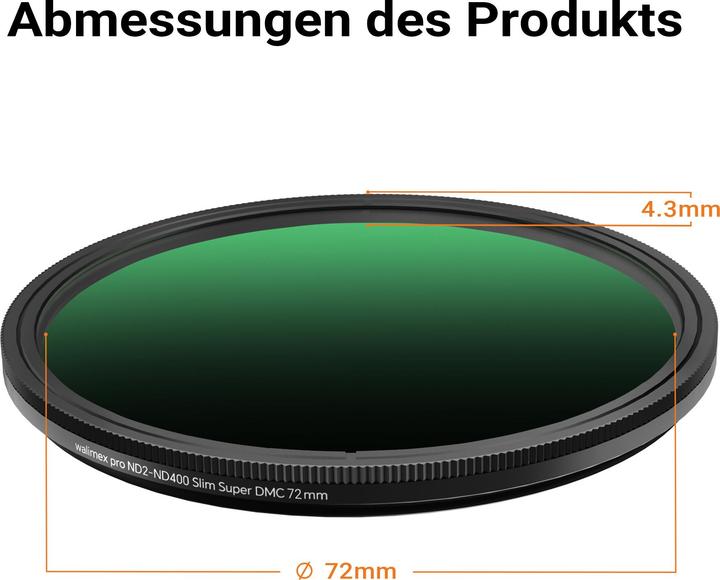 Produktbild Walimex pro ND2-ND400 Fader Slim Super DMC 72mm variabler Graufilter ND Filter (72 mm, ND- / Graufilter)