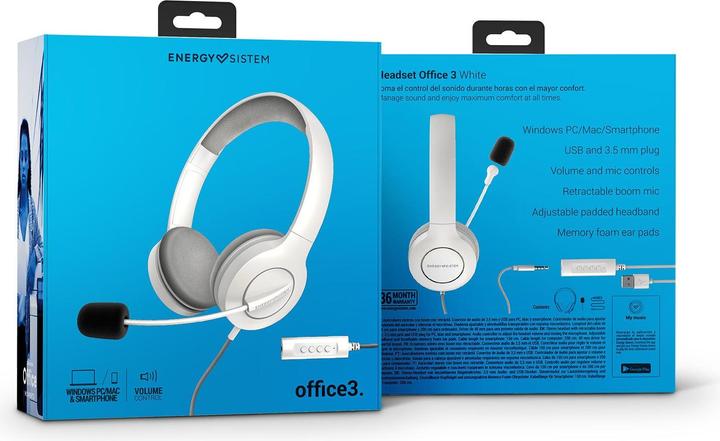 Produktbild Energy Sistem 452156 Kopfhörer & Headset Verkabelt Kopfband Calls/Music USB Typ-A Weiss (Kabelgebunden, USB-A)