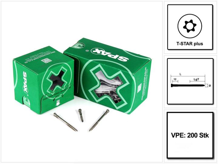 Produktbild Spax Terrasse A2 Zylinderkopf T-Star Plus T25 Fixiergewinde Cut (200 Schrauben pro Stück)