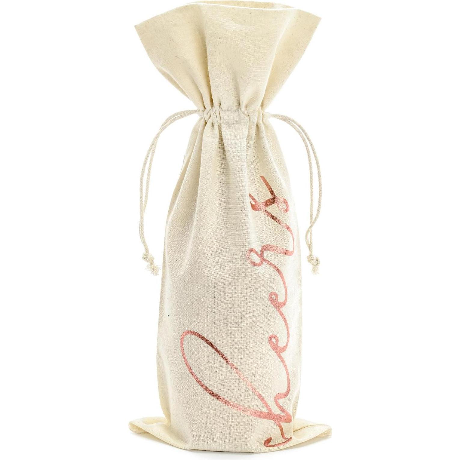 Partydeco, Geschenkverpackung, Flaschentasche Flaschentasche Cheers 5 Stück, Beige/Rosegold (Geschenkbox, 5 x)