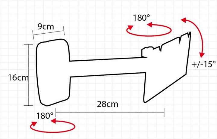 Actual product image OMB Staffa L&C Design Basic 2 Due Snodi () (Wall, 20 kg, 10" - 30")