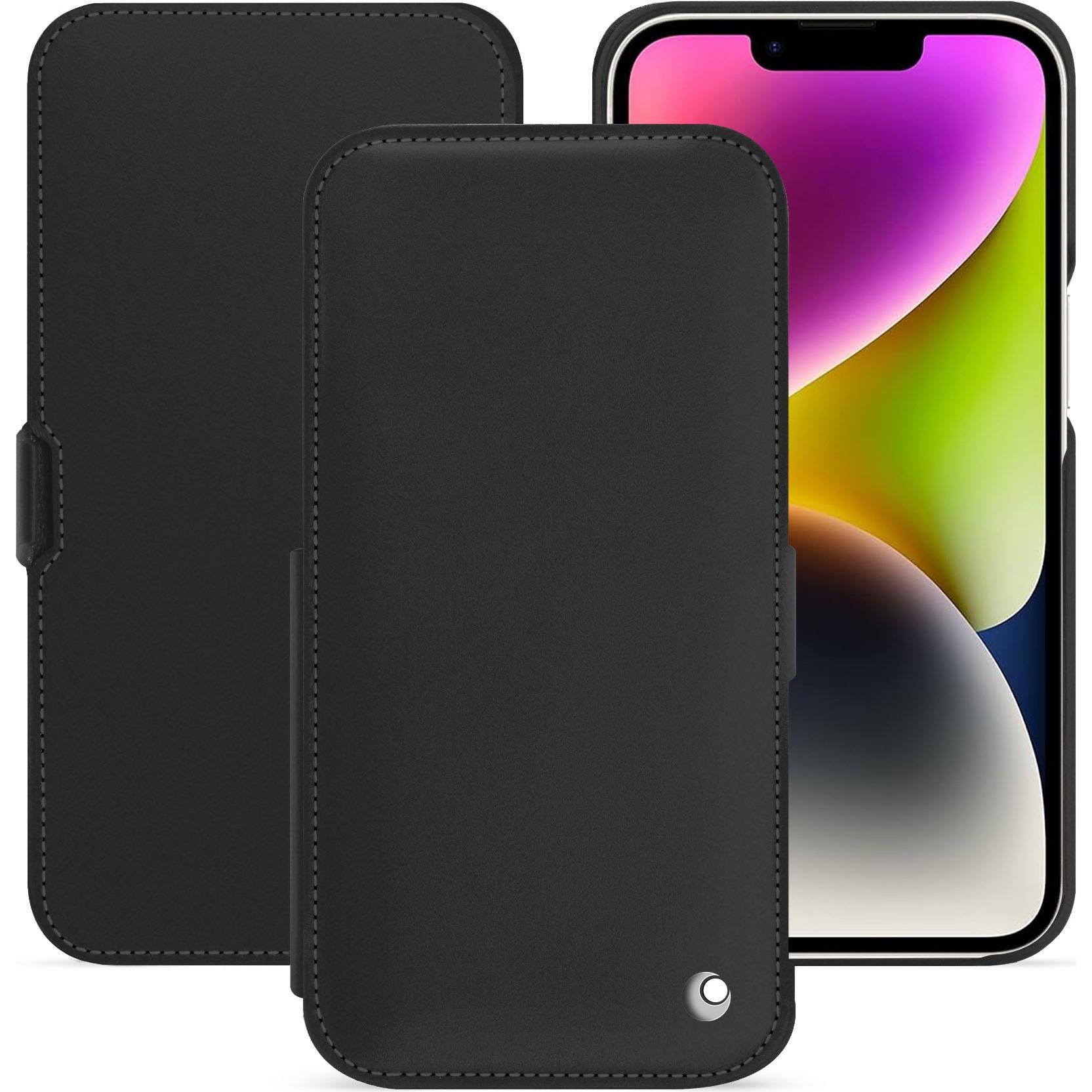 Noreve Lederschutzhülle horizontal (Apple iPhone 15 Plus), Smartphone Hülle, Schwarz