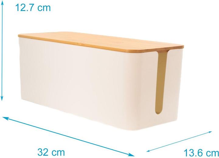 Produktbild Intirilife Kabelbox mit Bambusdeckel in Weiss