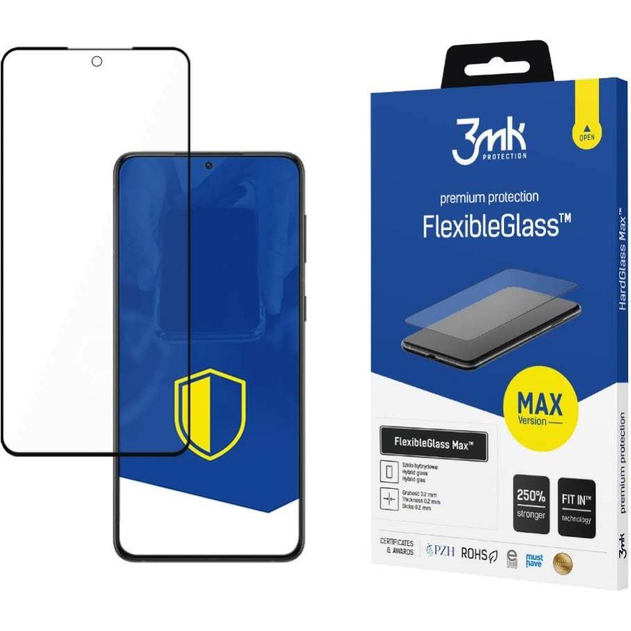 3MK Hybridglas FlexibleGlass Max für Samsung Galaxy S24 schwarzer Rahmen (1 Stück, Samsung Galaxy S24), Smartphone Schut...
