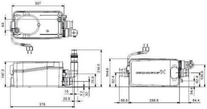 Productafbeelding Grundfos Grundf Kleine heftoestel SOLOLIFT2 D-2 0,28 kW, 230-240 V/50 Hz 376x165x147mm (Kelderpomp)