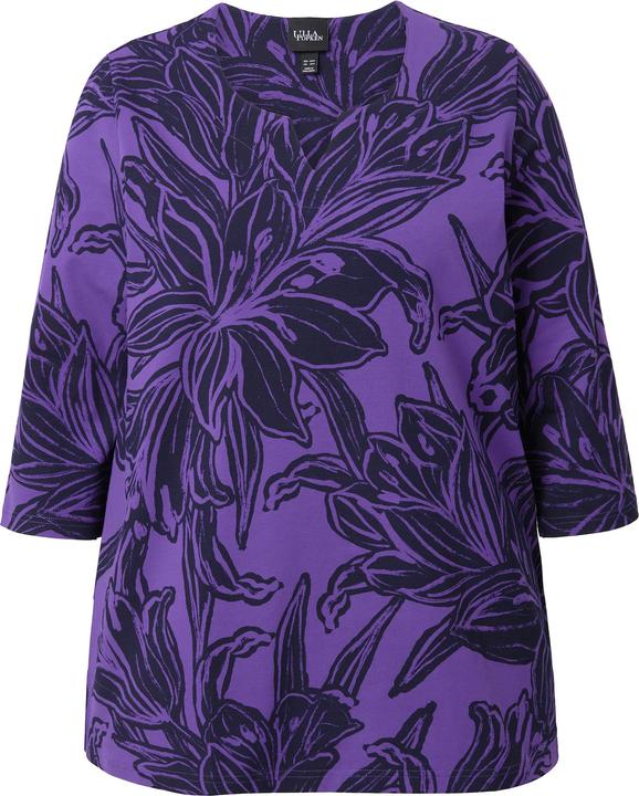 Produktbild Ulla Popken Shirt, Blätter, A-Linie, Tunika-Ausschnitt, 3/4-Arm (58)