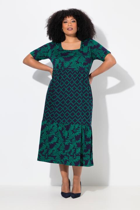 Produktbild Ulla Popken Jersey-Maxikleid, A-Linie, Carree-Ausschnitt, Halbarm (68)