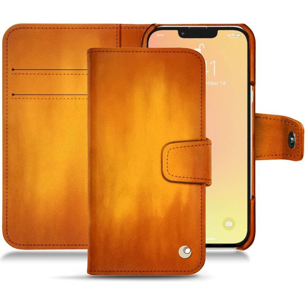 Noreve Lederschutzhülle Wallet (Apple iPhone 13 mini), Smartphone Hülle, Orange