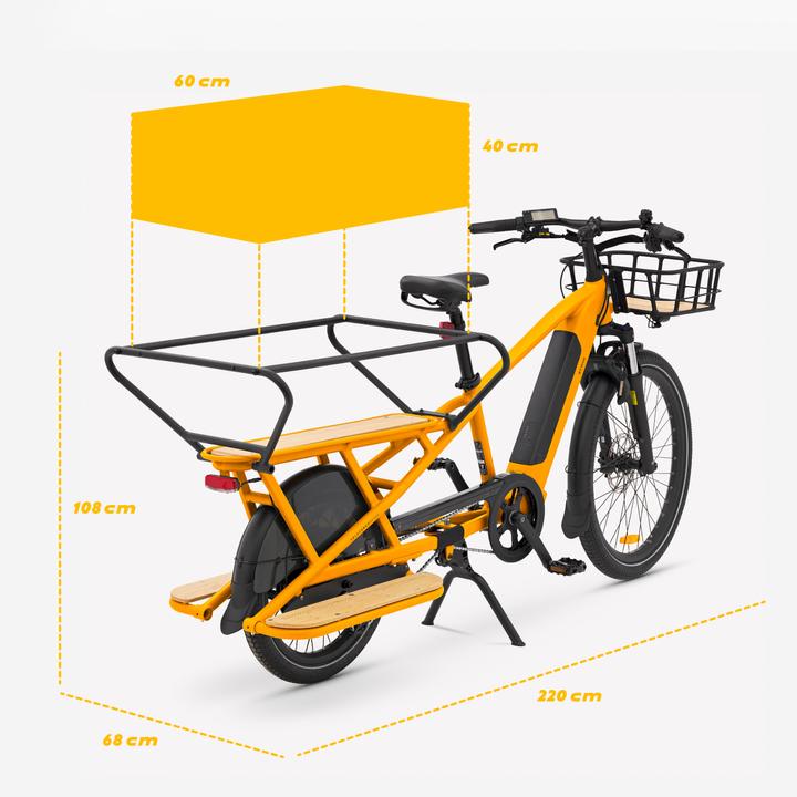 Image du produit Btwin Vélo utilitaire électrique Cargobike R500E Longtail V2 jaune (44 cm)